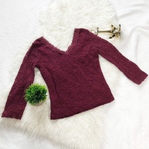 Ambiance Burgundy Long Sleeve Knit Top